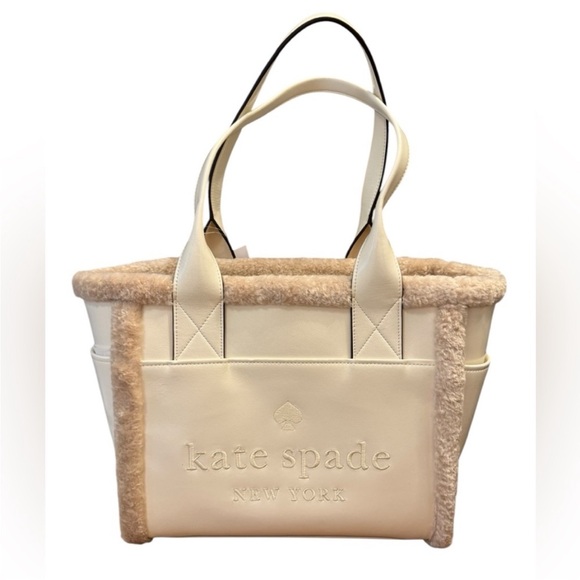kate spade jett tote faux shearling meringue - Picture 1 of 13